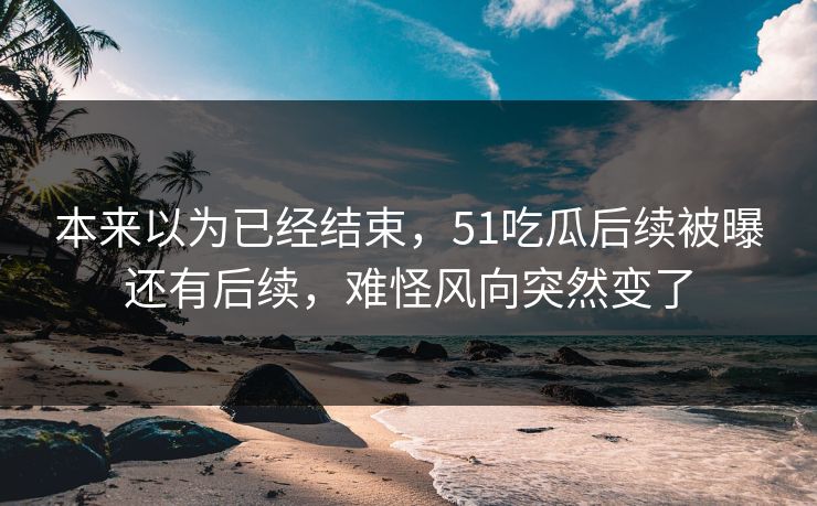 本来以为已经结束，51吃瓜后续被曝还有后续，难怪风向突然变了
