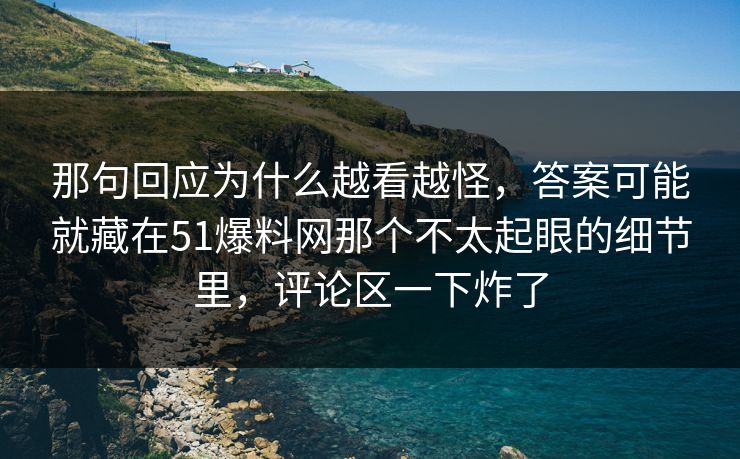 那句回应为什么越看越怪，答案可能就藏在51爆料网那个不太起眼的细节里，评论区一下炸了