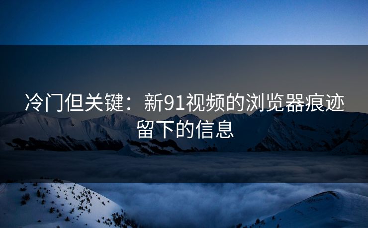 冷门但关键：新91视频的浏览器痕迹留下的信息