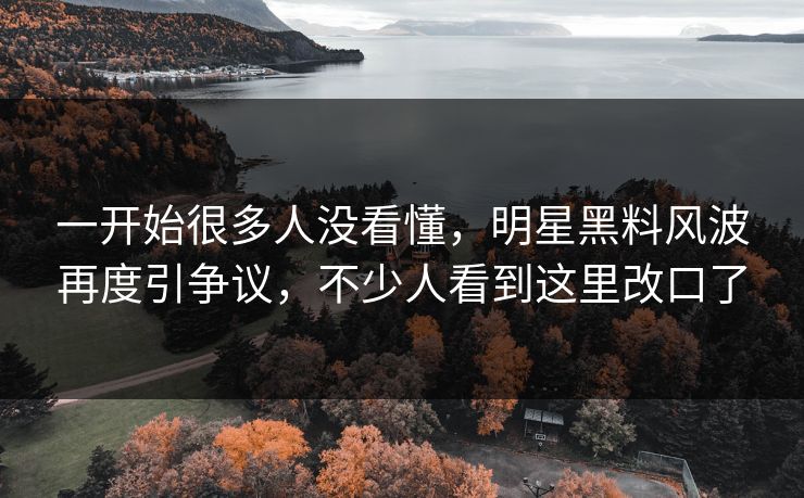 一开始很多人没看懂，明星黑料风波再度引争议，不少人看到这里改口了
