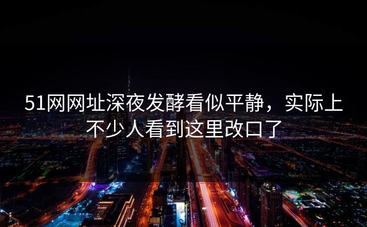 51网网址深夜发酵看似平静,实际上不少人看到这里改口了
